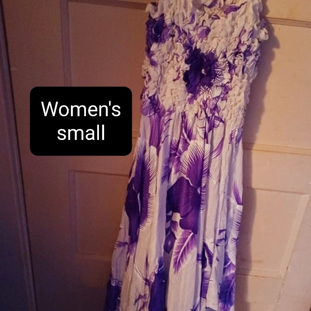 White & Purple Flower Dress size Small